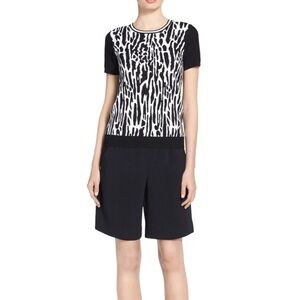 St. John Graphic Print Jacquard Knit Sweater Size L